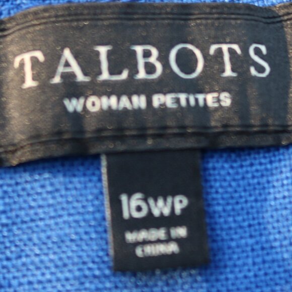 Talbots Plus Size Petite Royal Blue Linen Stitched Trim Open Jacket Sz 16WP - Picture 8 of 9